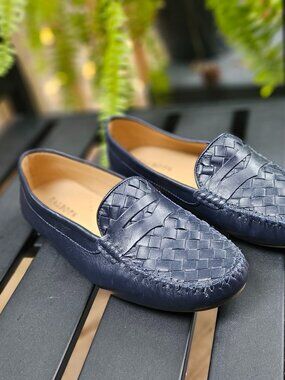 Talbots Taylor Woven Driving Moccasins Slip-On Loafers Blue Leather Size 10.5M